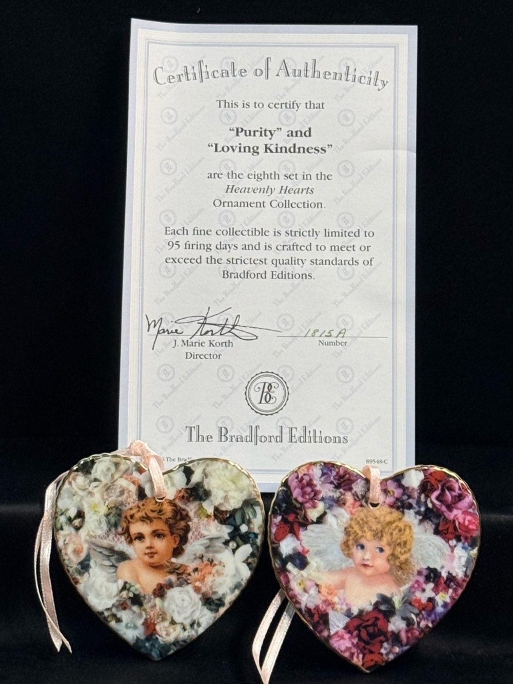 1996 THE BRADFORD EDITIONS “Purity” and “Loving Kindness” Ornaments #1815A